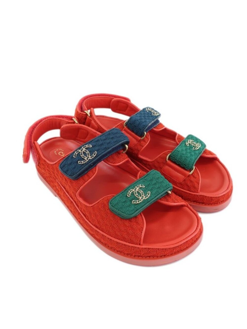 Chanel Sports Sandals Red Multicolor 36 Leather CC - Picture 9 of 10